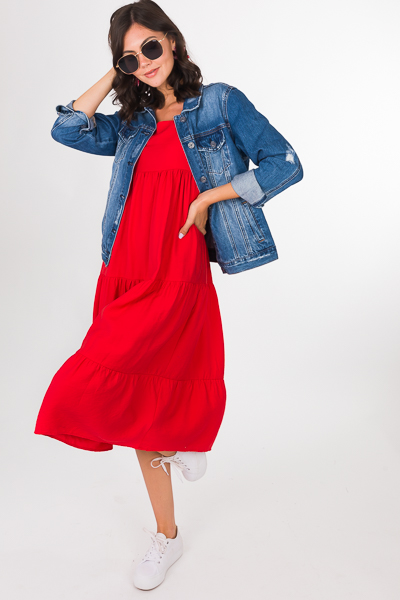 Red Hot Tiered Midi