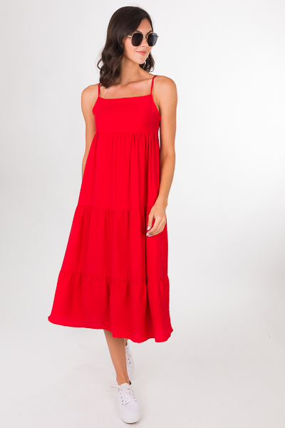 Red Hot Tiered Midi