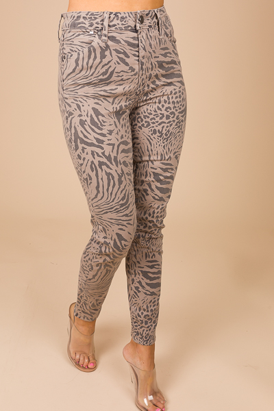 Printed Jeans, Taupe
