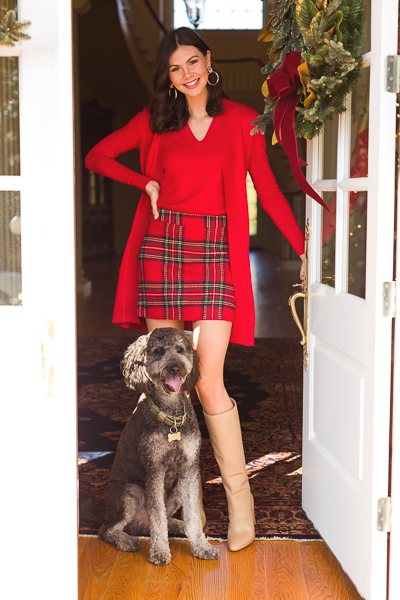 Margie Plaid Skirt, Red