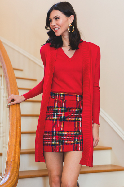 Margie Plaid Skirt, Red