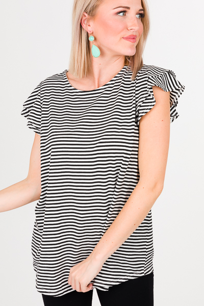 Layer Sleeve Top, Striped
