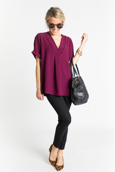 Wiggle Room Vneck Top, Wine