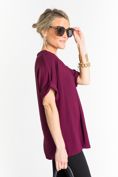 Wiggle Room Vneck Top, Wine