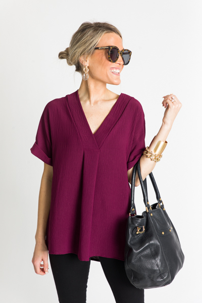 Wiggle Room Vneck Top, Wine