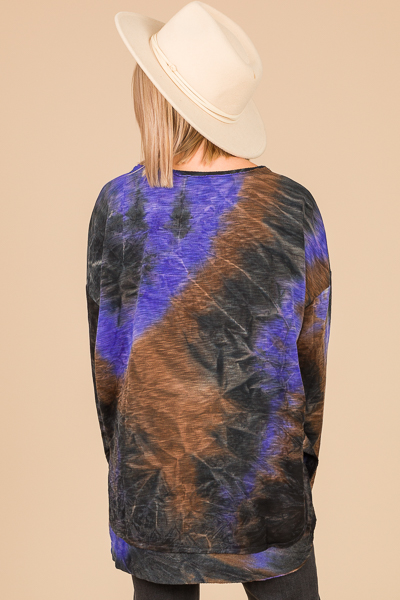 Oversized Dyed Tunic, Brown Black
