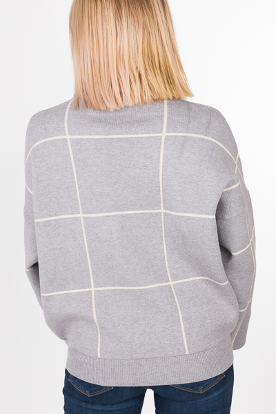 Cream Squares Sweater, Gray