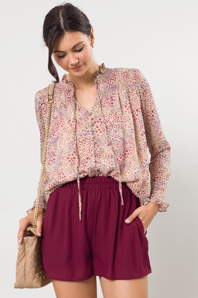 Woven Adri Shorts, Burgundy