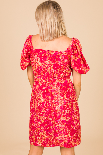 Stunner Dress, Fuchsia Print