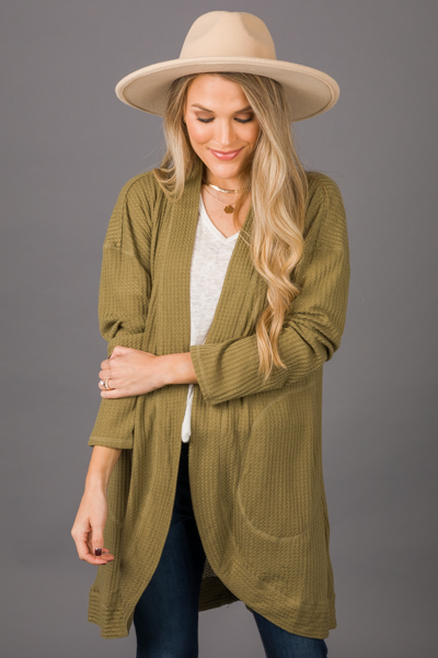 Solid Thermal Cardi, Olive