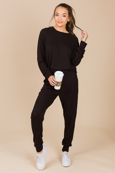 Soft Jogger Set, Solid Black