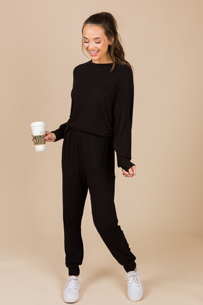 Soft Jogger Set, Solid Black