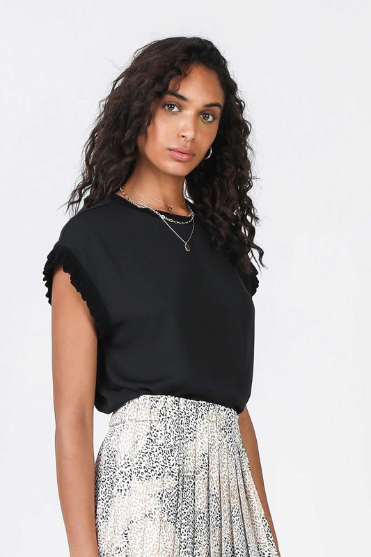 Libby Cap Sleeve Top, Black