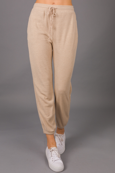 Ribbed Joggers Set, Taupe