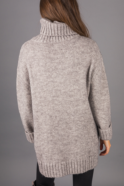 Chunky Cowl Sweater, H Grey
