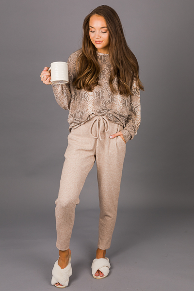 Cozy Thermal Pants, Taupe