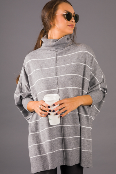 Alina Striped Turtleneck Grey 3 4 And Long Sleeve Tops The Blue