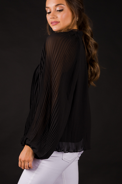 Fully Pleated Blouse, Black