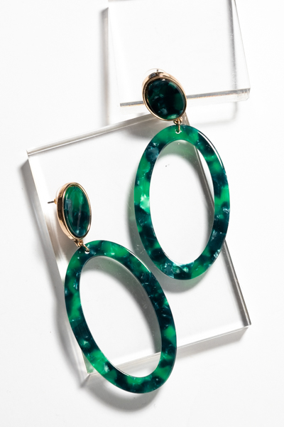 Acrylic Oval Earring, Green