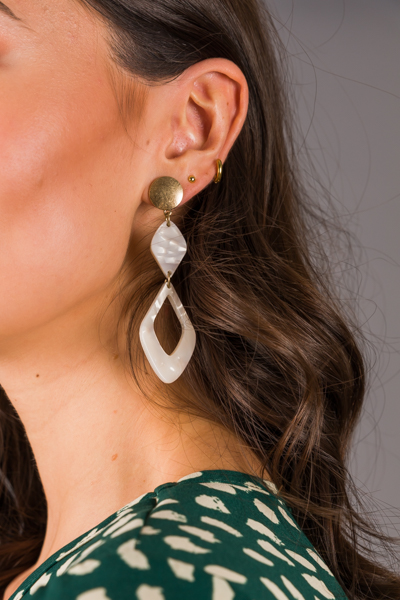 Acrylic Marquise Earrings, White