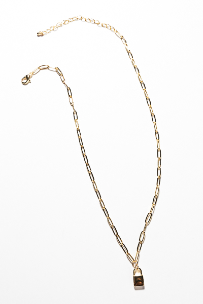 Mini Padlock Necklace, Gold