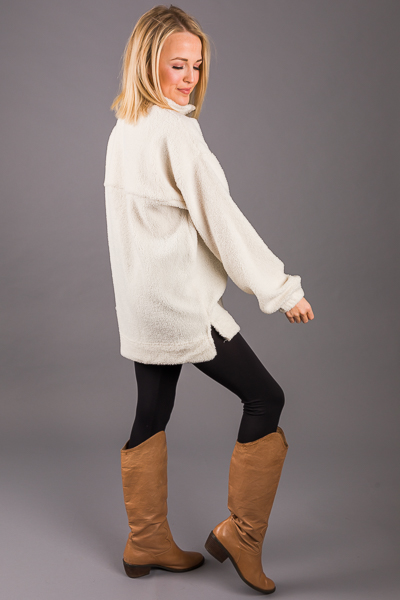 Fall Fuzzy Half Zip Pullover, Ivory