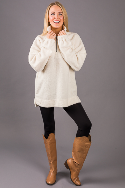 Fall Fuzzy Half Zip Pullover, Ivory