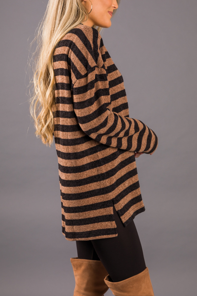 Bandit Stripe Sweater, Taupe Black