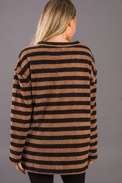 Bandit Stripe Sweater, Taupe Black