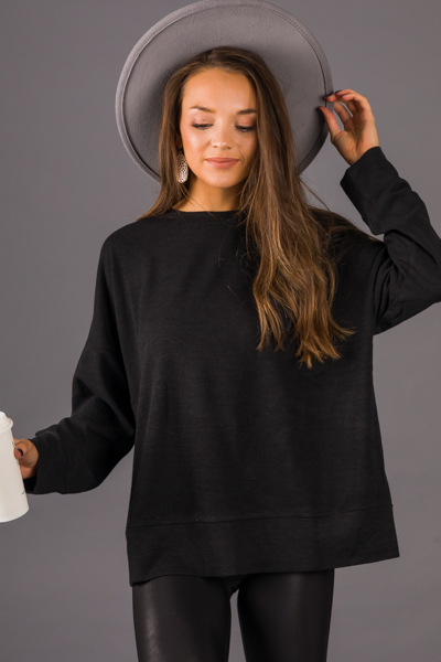 Box Out Solid Pullover, Black