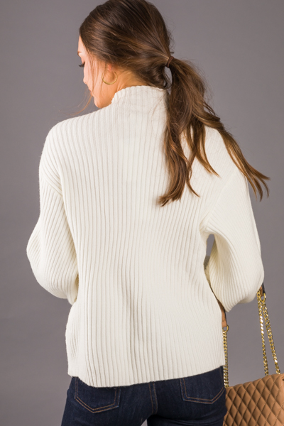 Diamond Ribbed Sweater, Off White