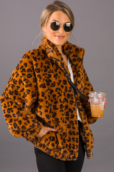 Zip It Furry Leopard Jacket