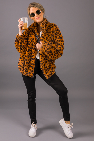 Zip It Furry Leopard Jacket