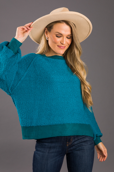 Boat Neck Sweater, Peacock