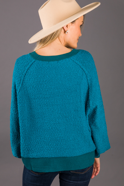 Boat Neck Sweater, Peacock