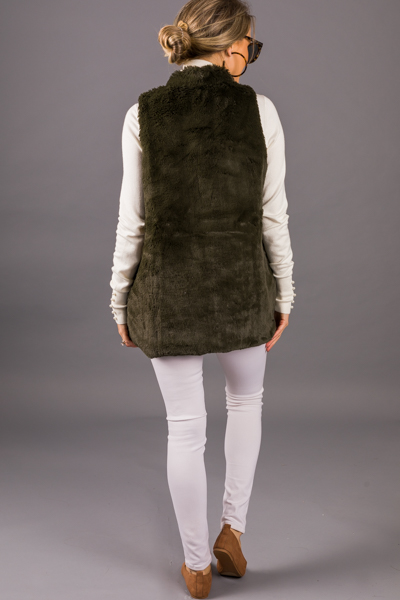 Soft & Sweet Fur Vest, Olive