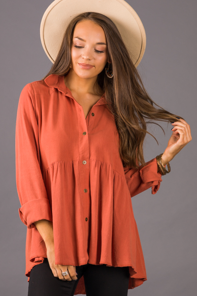 Button Babydoll Tunic, Sunset