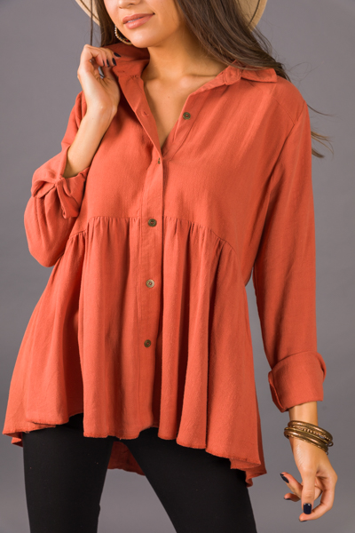 Button Babydoll Tunic, Sunset