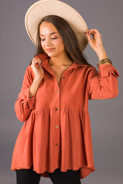 Button Babydoll Tunic, Sunset