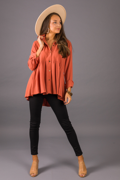 Button Babydoll Tunic, Sunset