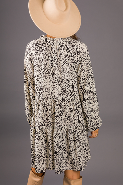 Snow Leopard Dress, Ivory