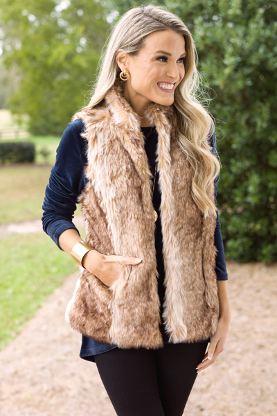 Foxy Fur Vest, Brown