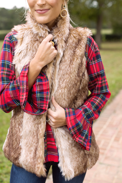 Foxy Fur Vest, Brown