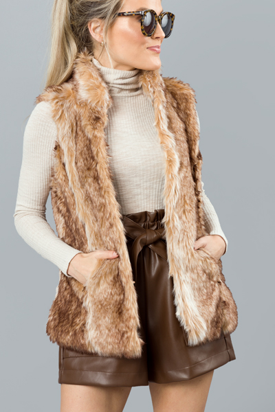 Foxy Fur Vest, Brown