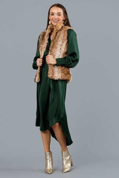 Foxy Fur Vest, Brown