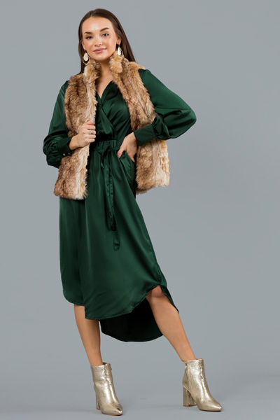 Foxy Fur Vest, Brown