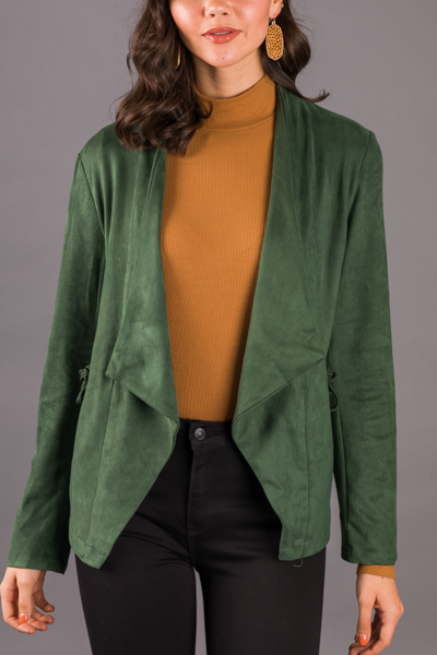 Cinchable Suede Jacket, Green