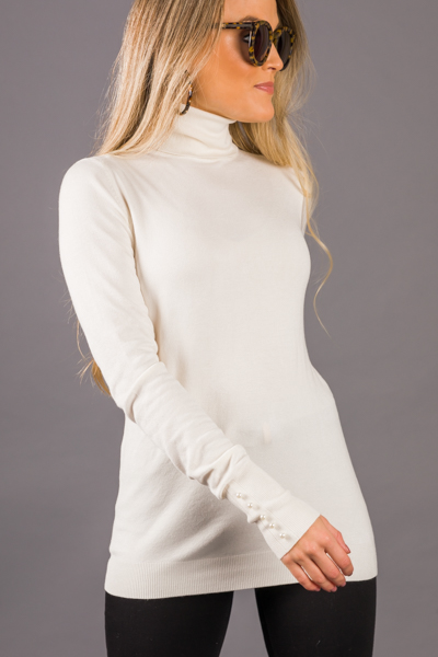 Pearl Wrist Turtleneck, Ivory