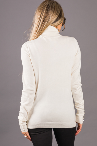 Pearl Wrist Turtleneck, Ivory