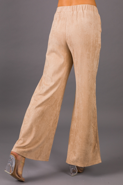 Suede Stretch Pants, Beige